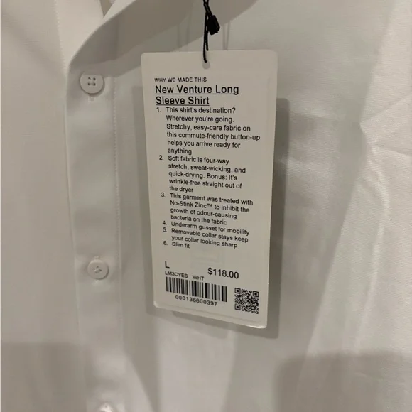 Lululemon Athletica Classic White Dress Shirt New Venture - Picture 2 of 4
